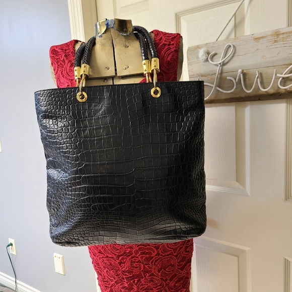 Rare Michael Kors Black Handbag Shoulderbag Tote - Picture 4 of 16